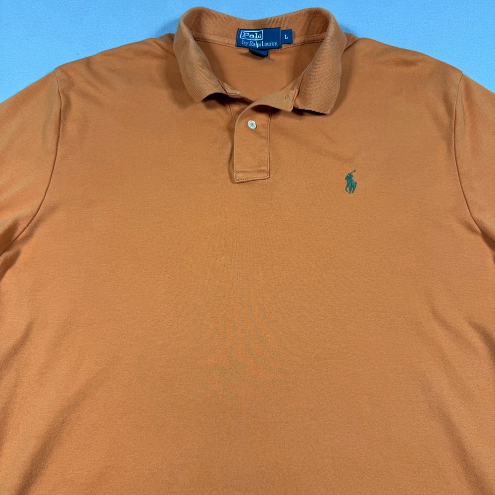 Polo Ralph Lauren Polo Shirt Mens Classic Fit L Orange Short Sleeve Excellent